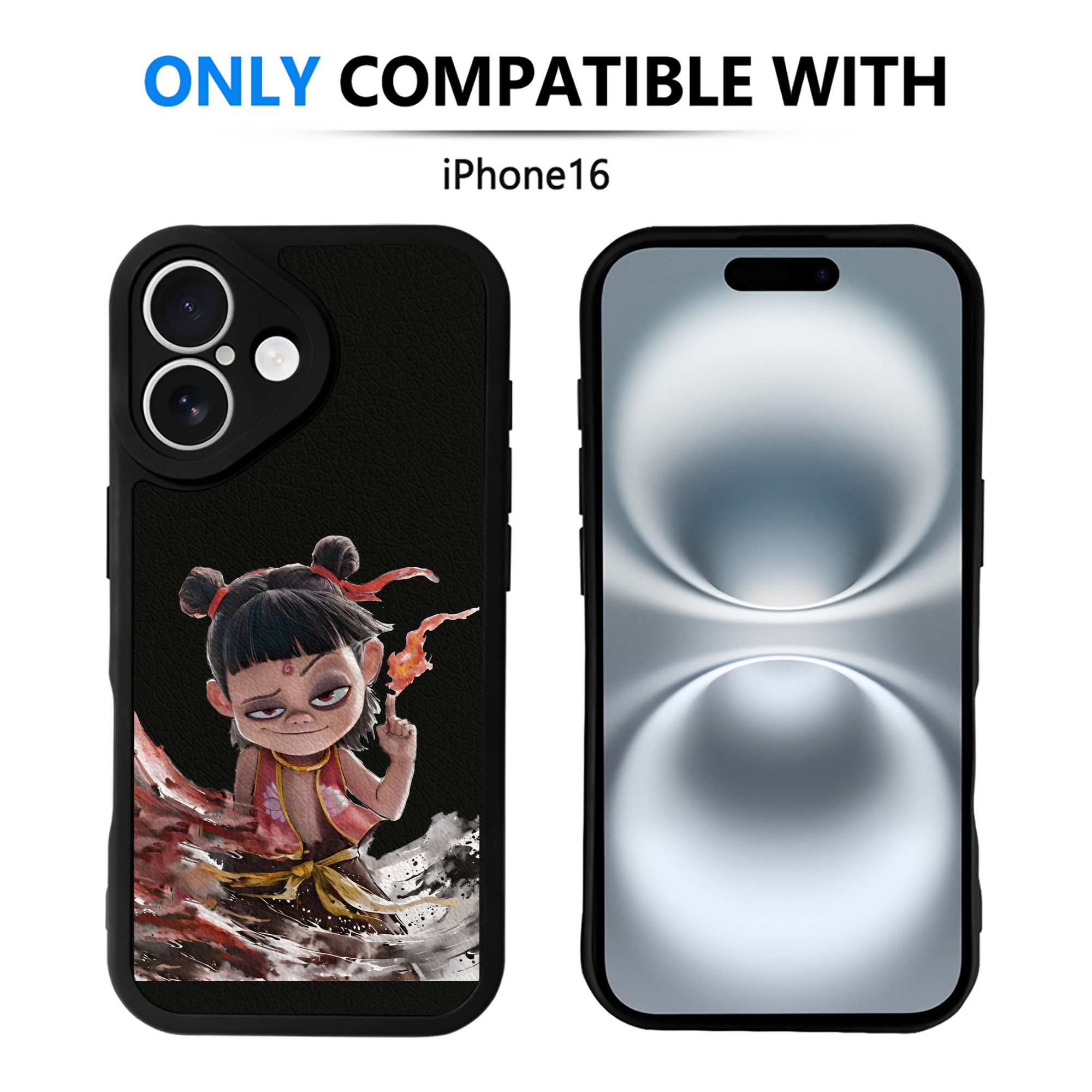 （画像用） Ne Zha 2 ナタ 魔童の大暴れ 【iPhone 16シリーズ対応】シリコンスマホケース（レザー調） 材質：シリコン